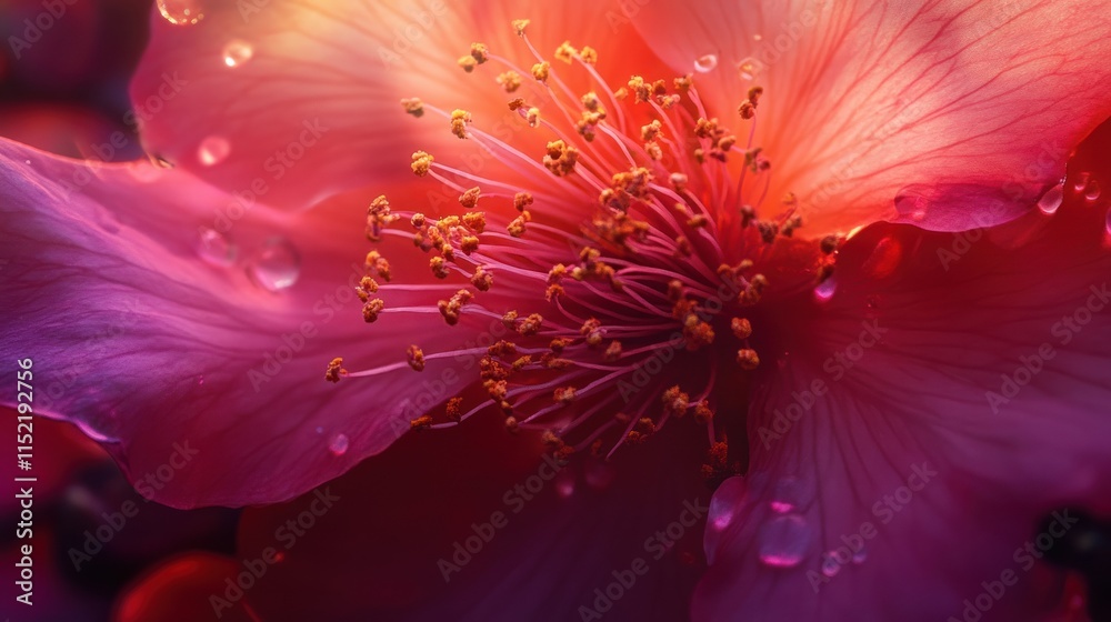Obraz premium A close-up of a vibrant flower with droplets, showcasing nature's beauty and detail.