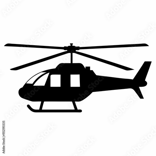 Black Helicopter Silhouette Vector Art