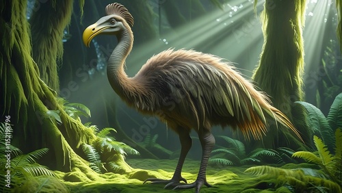 Moa Bird in a Lush Green Forest photo