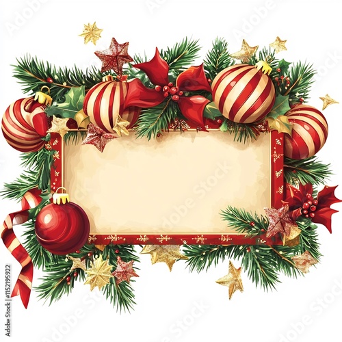 Wallpaper Mural Festive Christmas Decorated Sign on Elegant White Background Torontodigital.ca
