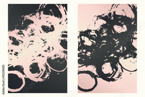 Watercolor or ink strokes in a grunge style banner template. Soft pink grunge design template with strokes. Perfect for adding an edgy and textured look to banners, posters, and creative designs. 