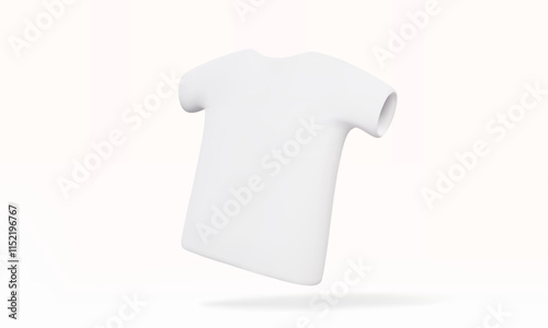 Blank white tee shirt mockup 3D vector icon fabric cotton t-shirt fashion and casual uniform body basic design element illustration