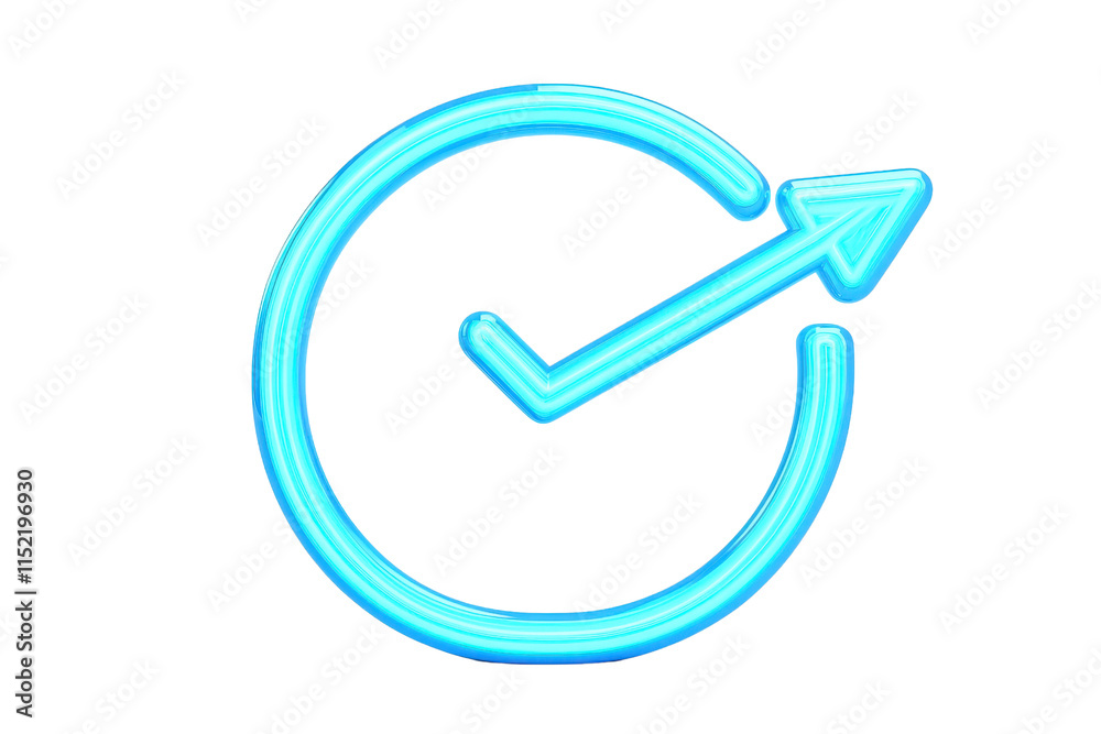 A glowing blue circular arrow with a directional pointer indicating progress or movement. A glowing blue circular arrow with a directional pointer indicating progress or movement.