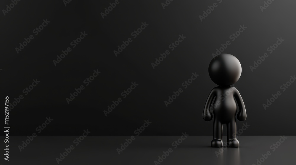 Mysterious small black figure on a dark surface, an intriguing silhouette Mysterious small black figure on a dark surface, an intriguing silhouette