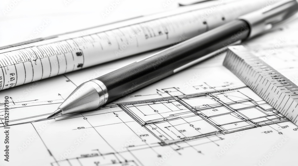 Professional Blueprint with High Contrast on White Background Professional Blueprint with High Contrast on White Background