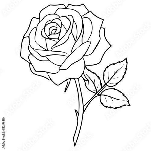 Minimalist Rose Outline: Elegant Floral Design