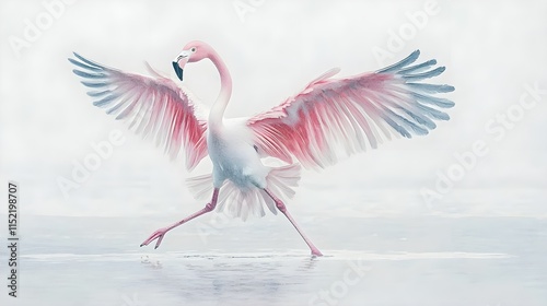 Adorable Watercolor Flamingo in Soft Pastel Colors photo