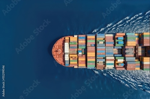 huge cargo ship sailing through the calm blue ocean