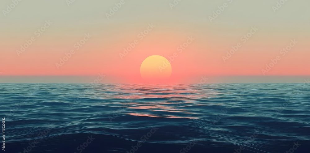 Serene Sunset Over Calm Ocean Waves Serene Sunset Over Calm Ocean Waves