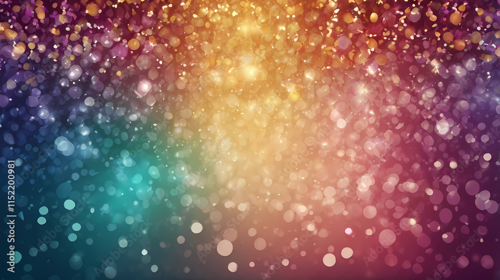 Obraz premium Shimmering Celebration: A kaleidoscope of color bursts with vibrant bokeh and shimmering lights, creating a magical and festive backdrop. Perfect for adding a touch of sparkle to your designs. 