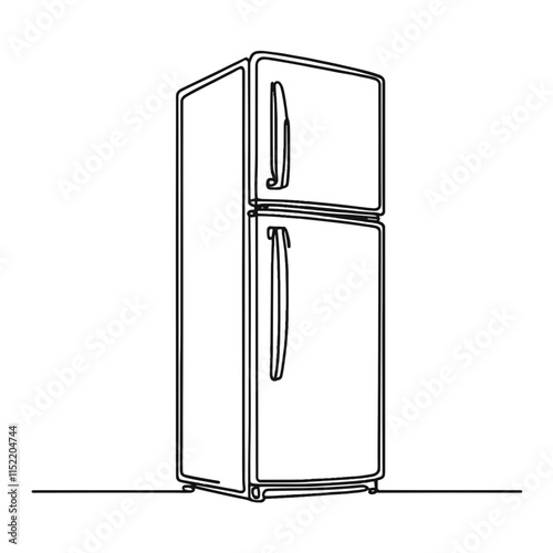  Minimalist refrigerator line drawing on white background.