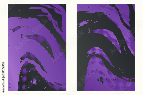 Watercolor or ink strokes in a grunge style banner template. Purple grunge design template with strokes. Perfect for adding an edgy and textured look to banners, posters, and creative designs. 