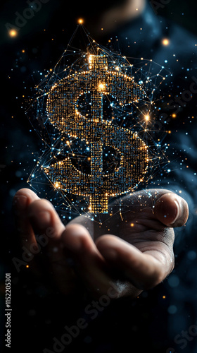 Wallpaper Mural Businessman hand hold dollar currency sign for concept of AI (Artificial Intelligence) technology  Torontodigital.ca