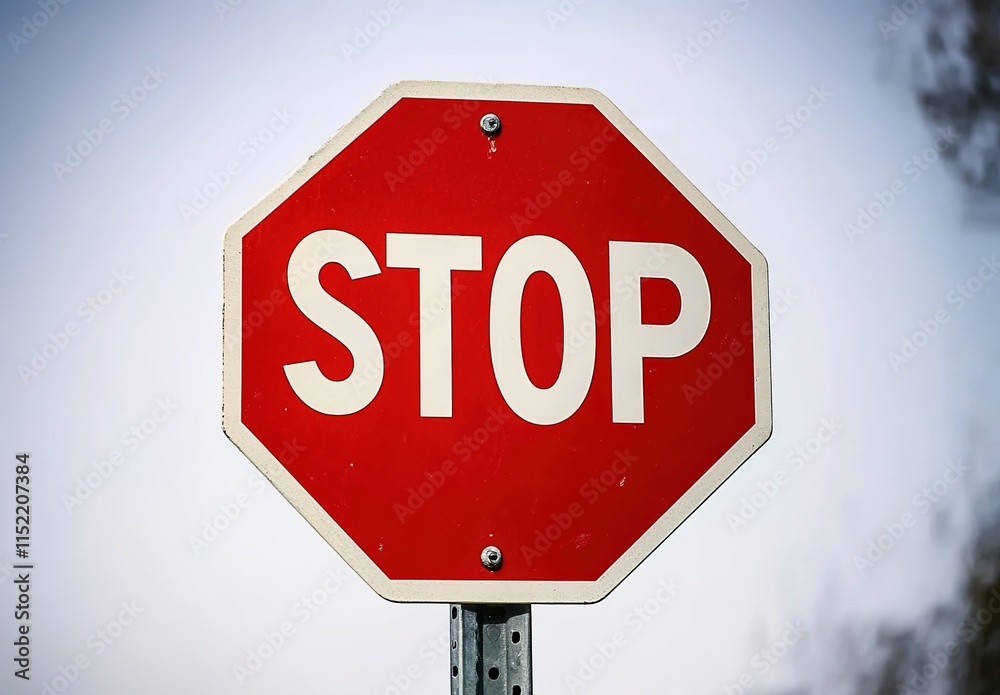 A red stop sign with the word A red stop sign with the word