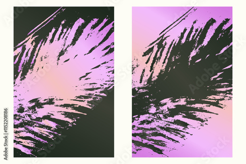 Watercolor or ink strokes in a grunge style banner template. Purple grunge design template with strokes. Perfect for adding an edgy and textured look to banners, posters, and creative designs. 