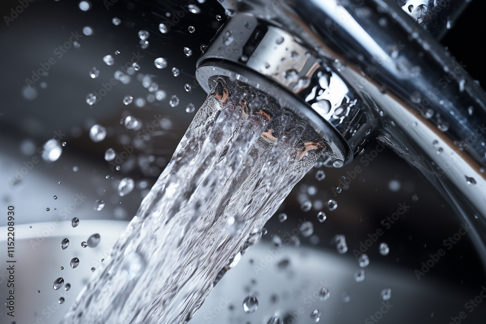 custom made wallpaper toronto digitalHigh key photography, ultra close-up of a kitchen faucet aerator with a drop of water falling from it