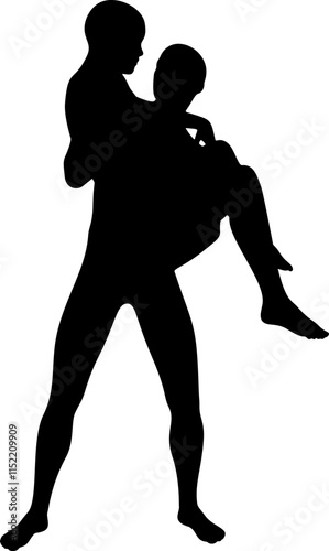 Silhouettes of an embracing couple portraying warmth, love, and unity in a stylized and elegant form. Ideal for romantic and relationship-themed designs, the artwork symbolizes affection and closeness