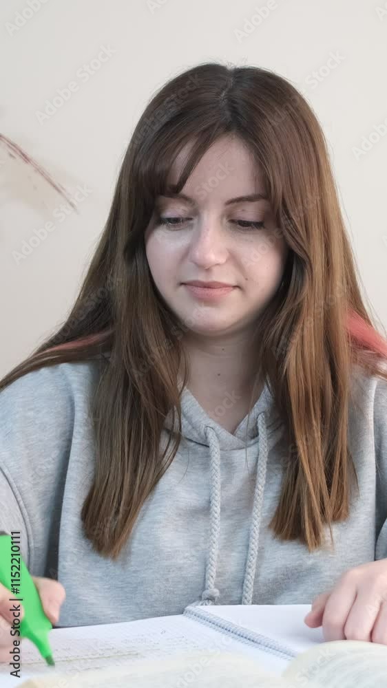 Girl checking homework Girl checking homework