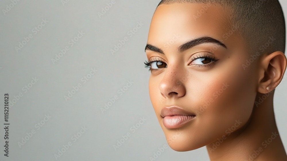 Naklejka premium Young Healthy Woman Portrait with Clean Skin and Natural Look