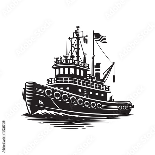 Fishing vessel boats silhouette vector illustration