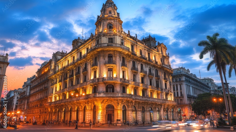 Fototapeta premium Historic Building with Warm Tones at Sunset