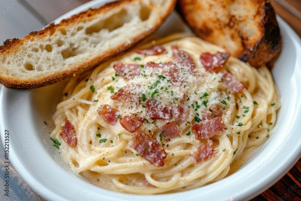 Creamy Bacon Pasta with Toasted Bread Creamy Bacon Pasta with Toasted Bread
