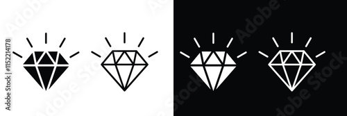 diamonds icon set. Gemstone diamond collection. precious crystal stones. luxury diamond pictogram, precious premium crystal icon in black filled and outlined style. use for mobile and web designs.