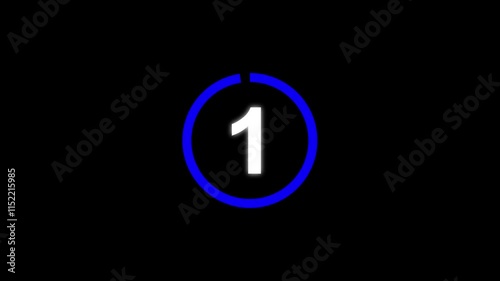 Circle countdown timer 5 seconds animation from 5 to 0 seconds, 5 Seconds countdown timer