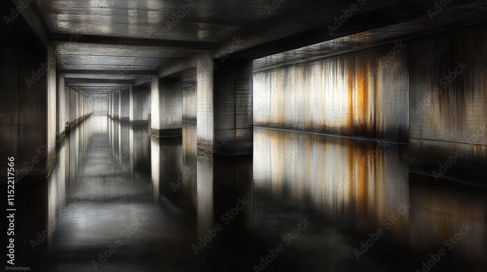 Fototapeta premium Moody Water Reflection in Urban Structures