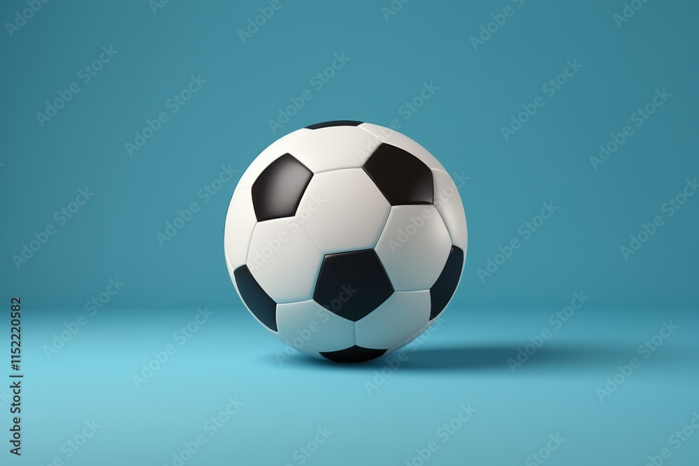 Naklejka premium a close up of a soccer ball on a blue surface