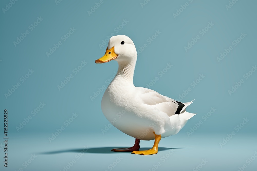 Obraz premium there is a white duck standing on a blue surface