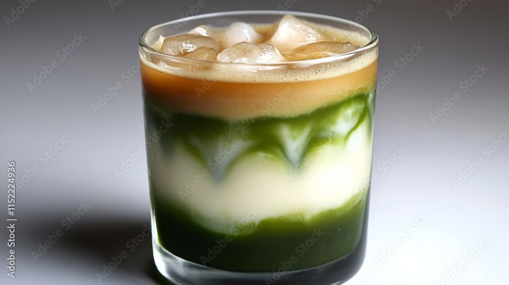 Aesthetic Matcha Latte with Milk Layers Aesthetic Matcha Latte with Milk Layers