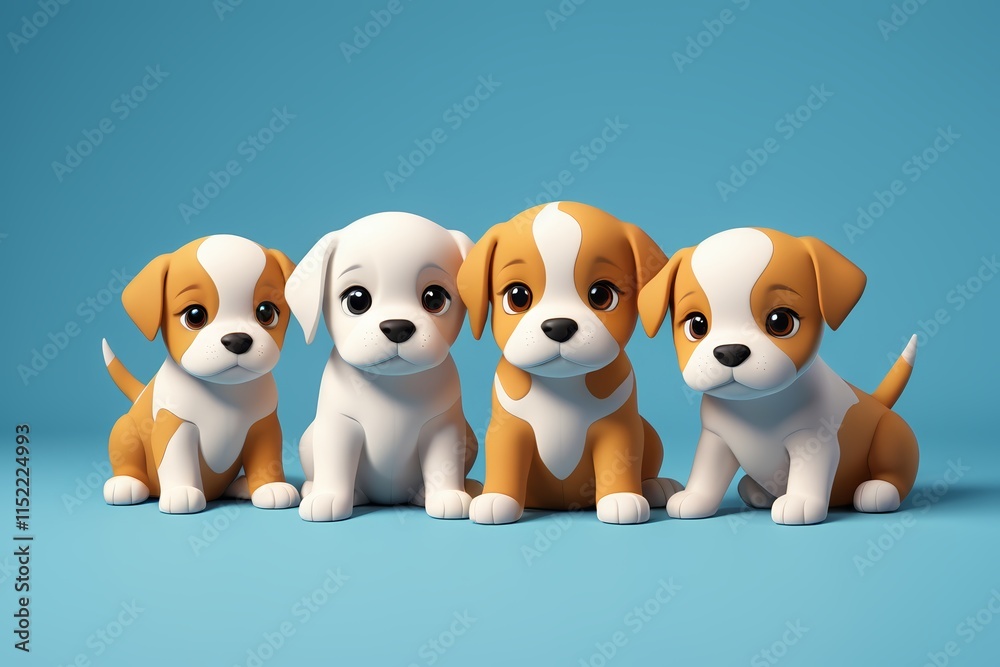 three small dogs sitting next to each other on a blue surface three small dogs sitting next to each other on a blue surface