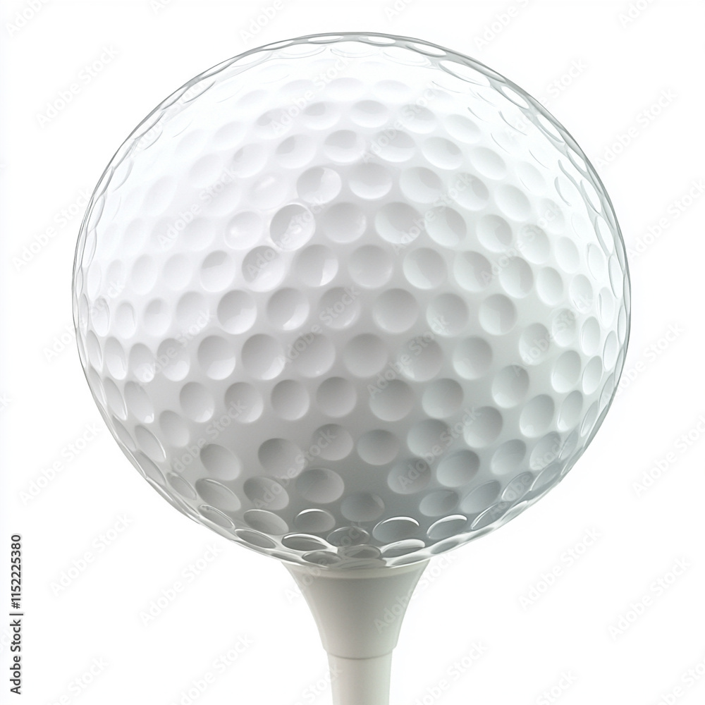 Golf ball on a tee, white background Golf ball on a tee, white background