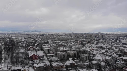 panorama of the city of brasov, romania. birds-ey