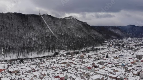 panorama of the city of brasov, romania. birds-ey