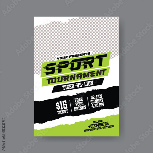 Sports tournament and gym fitness a4 vertical editable print flyer or poster, soccer event poster leaflet brochure cover template design photo