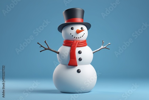 a close up of a snowman wearing a top hat and scarf