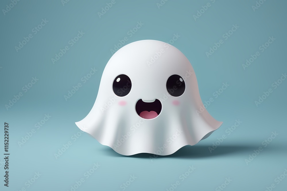 a close up of a ghost with a surprised face on a blue background a close up of a ghost with a surprised face on a blue background