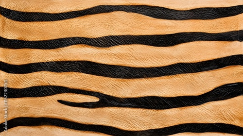 Detailed Close-Up of Tiger Stripe Pattern on Natural Leather