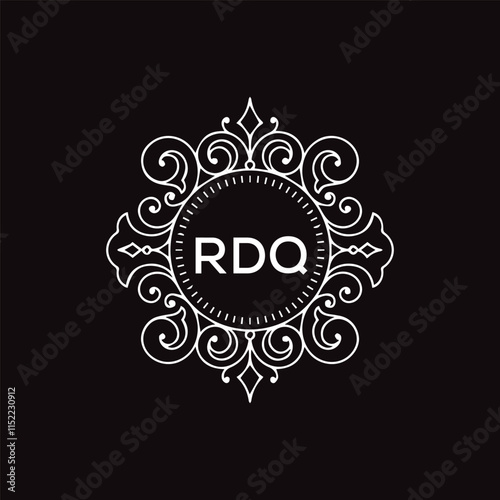 RDQ letter logo design with black background in illustrator, vector logo modern alphabet font overlap style. calligraphy designs for logo, Poster, Invitation, etc.	 photo