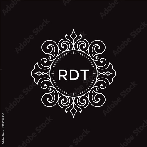 RDT letter logo design with black background in illustrator, vector logo modern alphabet font overlap style. calligraphy designs for logo, Poster, Invitation, etc.	 photo