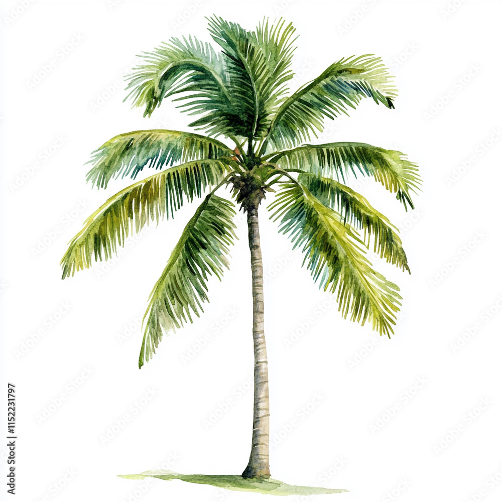 Fototapeta premium coconut tree watercolor isolated on white background