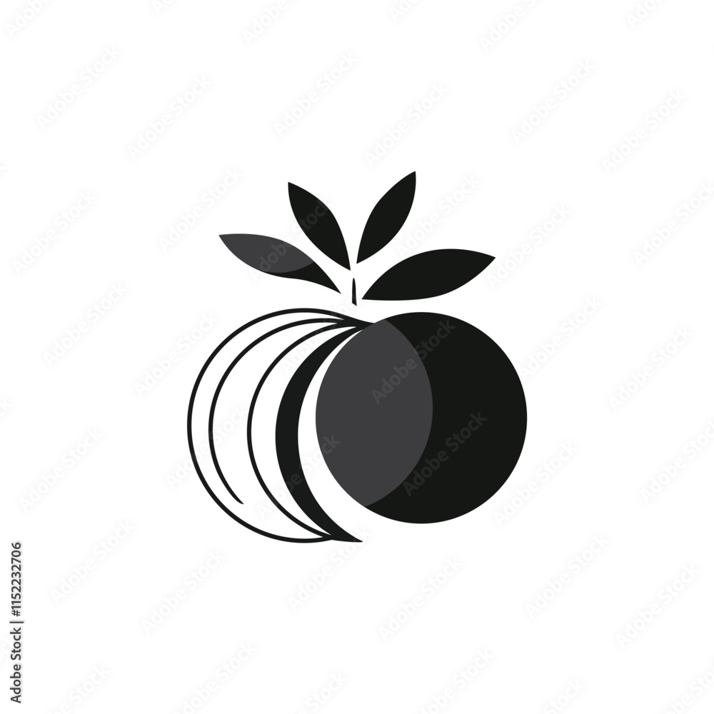 Vector logo of fruit and leaves Vector logo of fruit and leaves