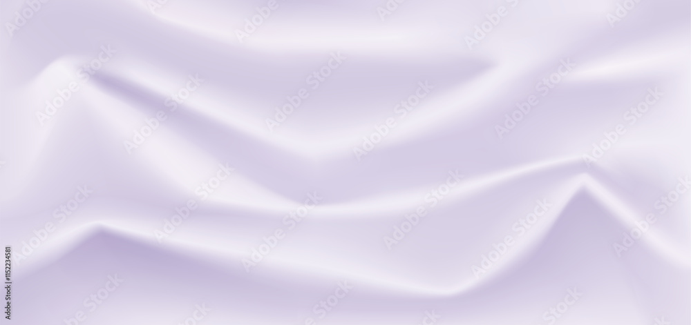 Fototapeta premium Texture of light silk. Closeup fabric with smooth pleats background. Texture of textile pattern. Realistic Vector 3D illustration design for product advertising.