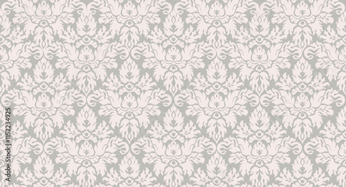 Seamless floral ornamental pattern. Abstract organic shapes ornament. Retro flourish background. Baroque template for design.