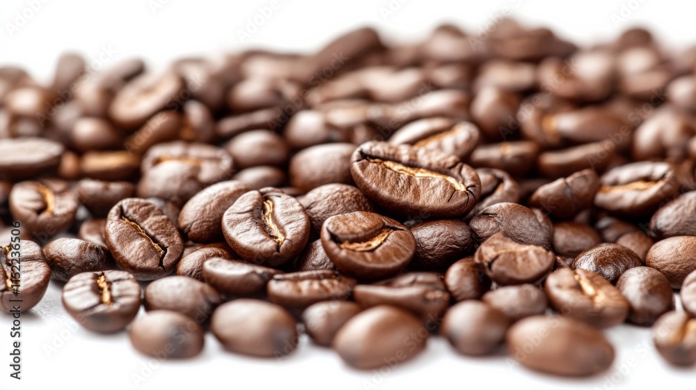 Obraz premium High Contrast Coffee Beans on Soft White Background