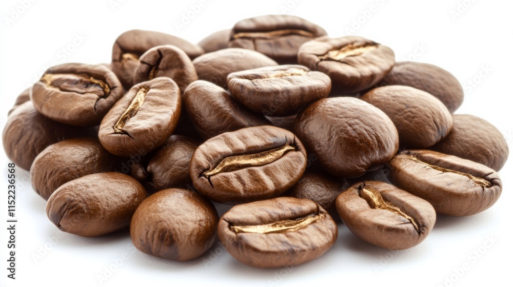 Naklejka premium High Contrast Coffee Beans on White Background