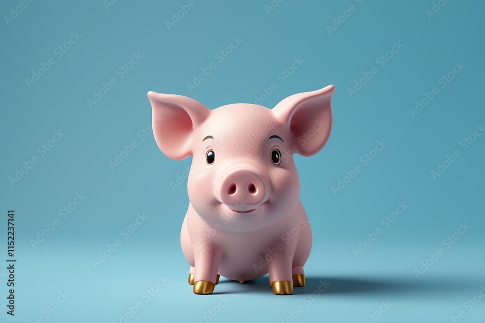 there is a pink pig that is sitting on a blue surface there is a pink pig that is sitting on a blue surface