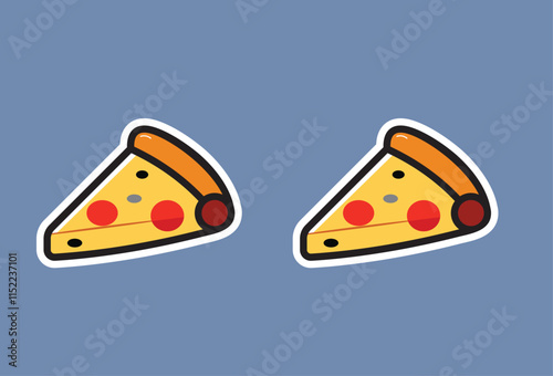 Illustration of a slice of cheese pizza and fruit in a cute cartoon form, this cheese pizza image can change every element